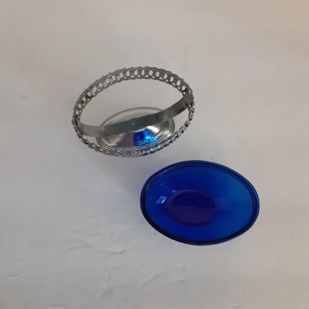 Cobalt Bowl w/ Silver Plate Holder Versatile